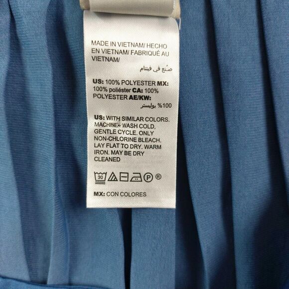 Chicos Skirt Sz 3 US16 Blue Pleated Maxi Flowy Lightweight Dressy Wear to Work - Picture 9 of 12